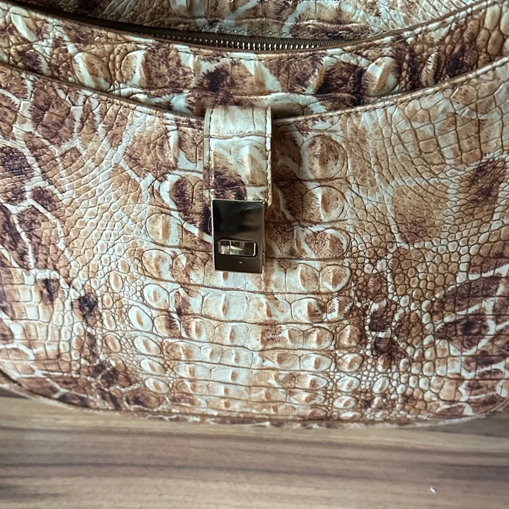 Brahmin Tan Brown Croc-Embossed Shoulder Bag - Picture 5 of 5